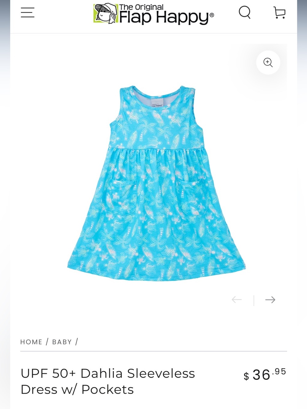 Flap Happy Blue Tropical Print Tank Dress 12M NWOT